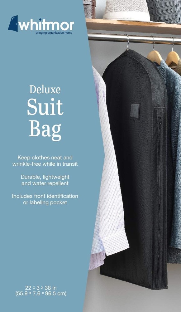 Whitmor Deluxe Zippered Suit Bag, Black 1