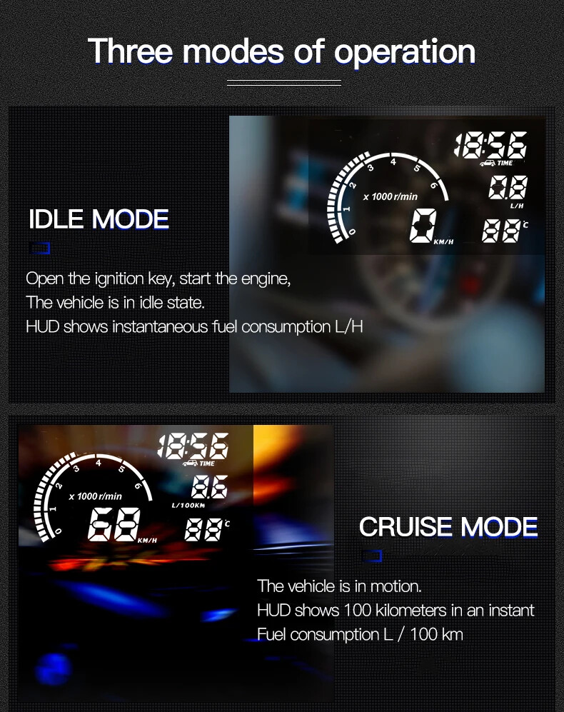 Head-up Display Windshield Projector Car Gadgets Digital Speedometer Water/Fuel