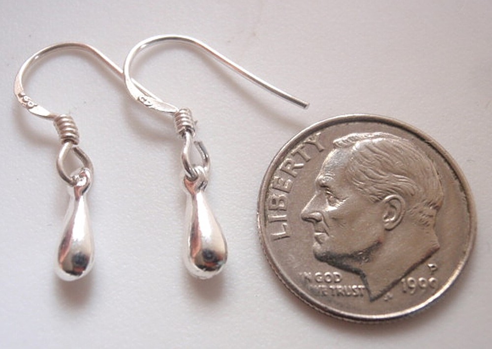 Very Very Tiny Silver Bulb 925 Sterling Dangle Earrings