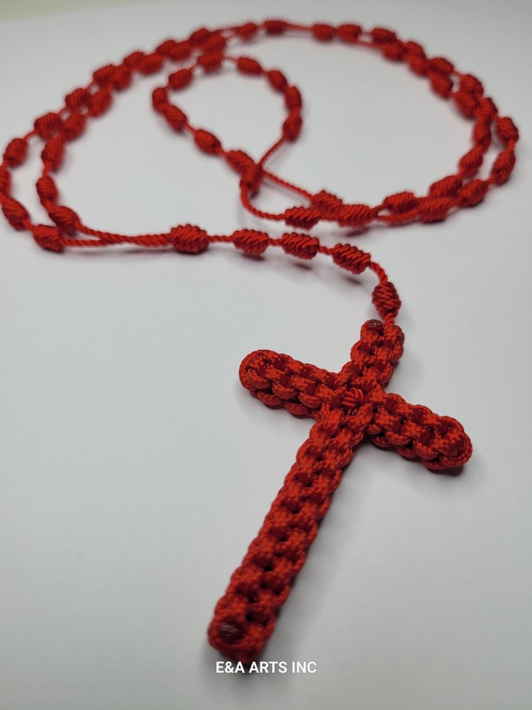 Rosario de Cordon Rojo Hecho a Mano 100% CALIDAD