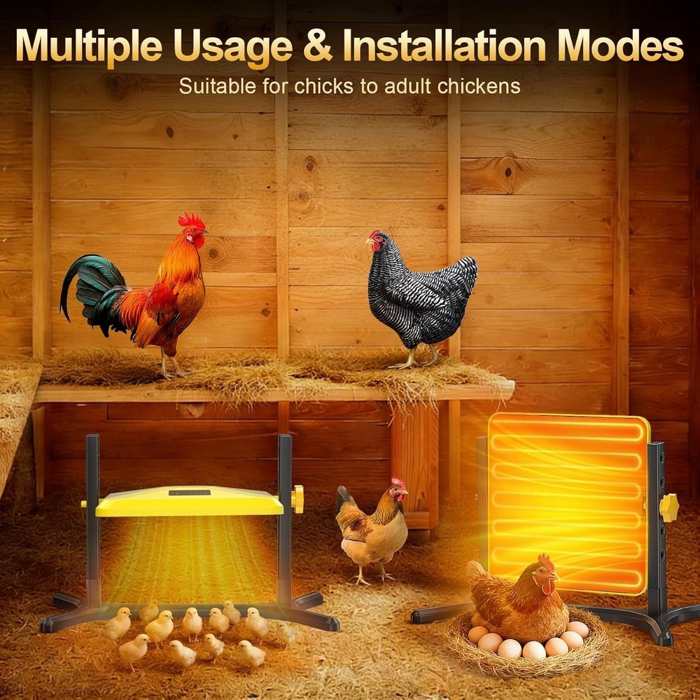 Chick Brooder Heater Plate Adjustable Height Thermostat Chicken Coop Heat Panel