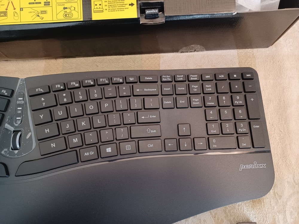 Perixx Periduo-605 Wireless Ergonomic Split Keyboard Vertical Mouse Combo Black