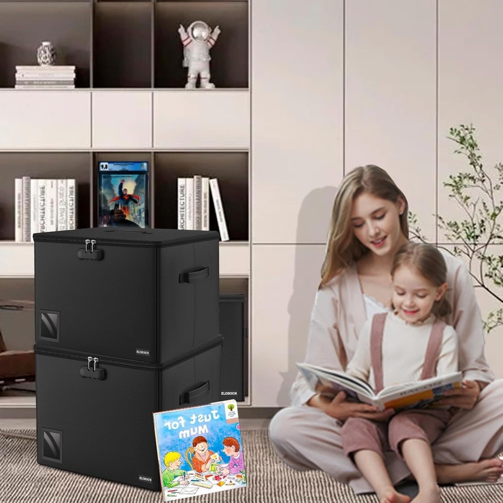 Comic Book Storage - Fireproof & Water-Resistant Stackable Box - Moistureproof