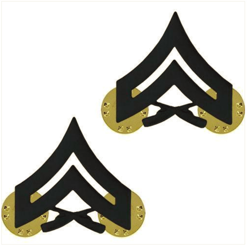 Vanguard MARINE CORPS CHEVRON: CORPORAL - BLACK METAL, SOLID BRASS