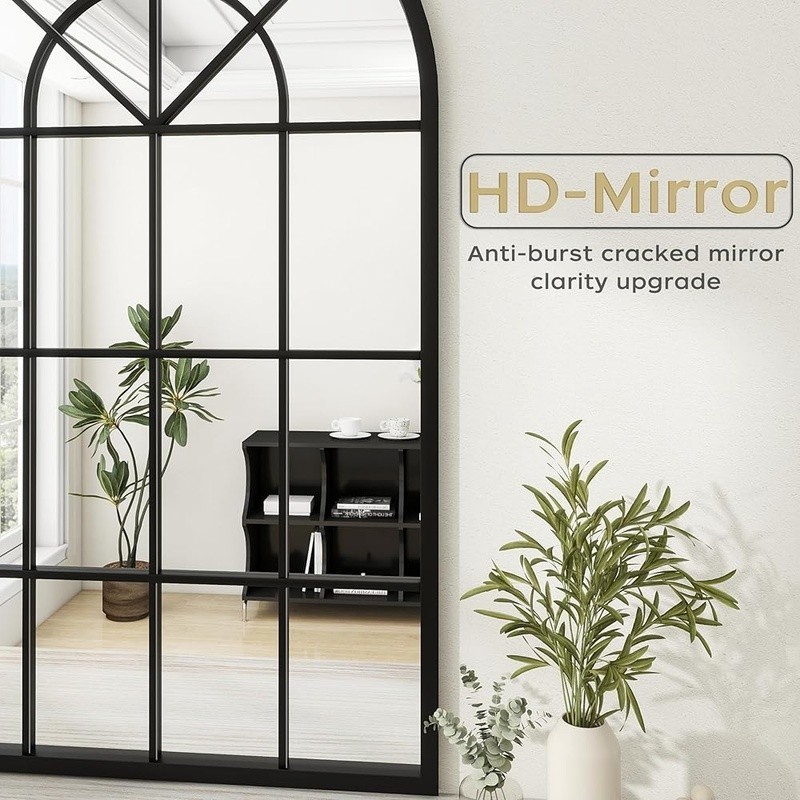 Arched Bathroom Mirror Decorative Iron Frame Explosion-Proof Easy Installation