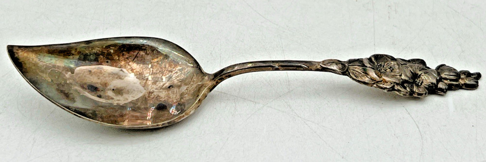 REED & BARTON HARLEQUIN JELLY SERVER, LADLE, LEMON FORK & OLIVE FORK SILVERPLATE