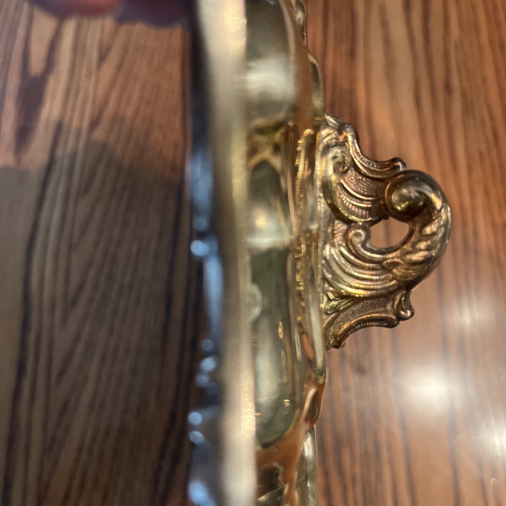 Coronet Silver on Copper 13" Round Footed Silverplate Tray