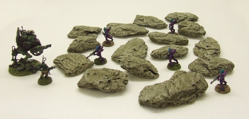 'LARGE SIZED' ROCKS - 'FULLY PAINTED' - 40K suited terrain,scenery