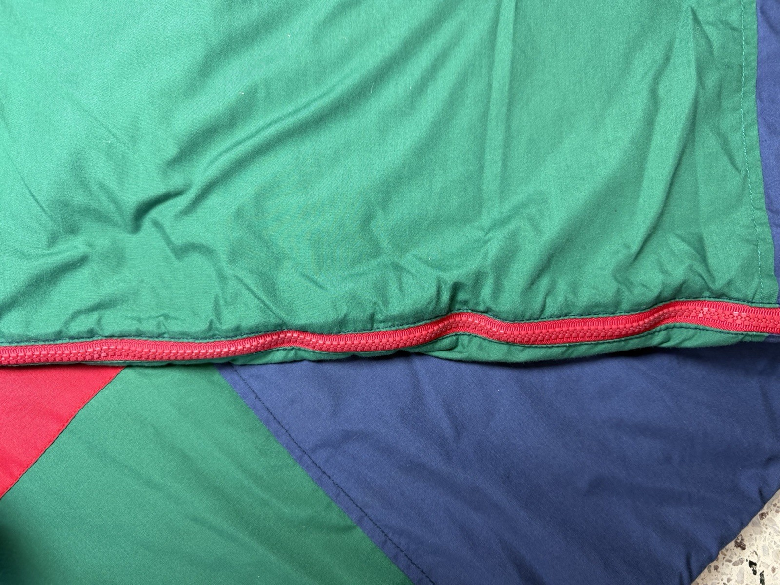 Vintage Child's Gymboree Sleeping Bag Navy Green and Red Plaid Flannel