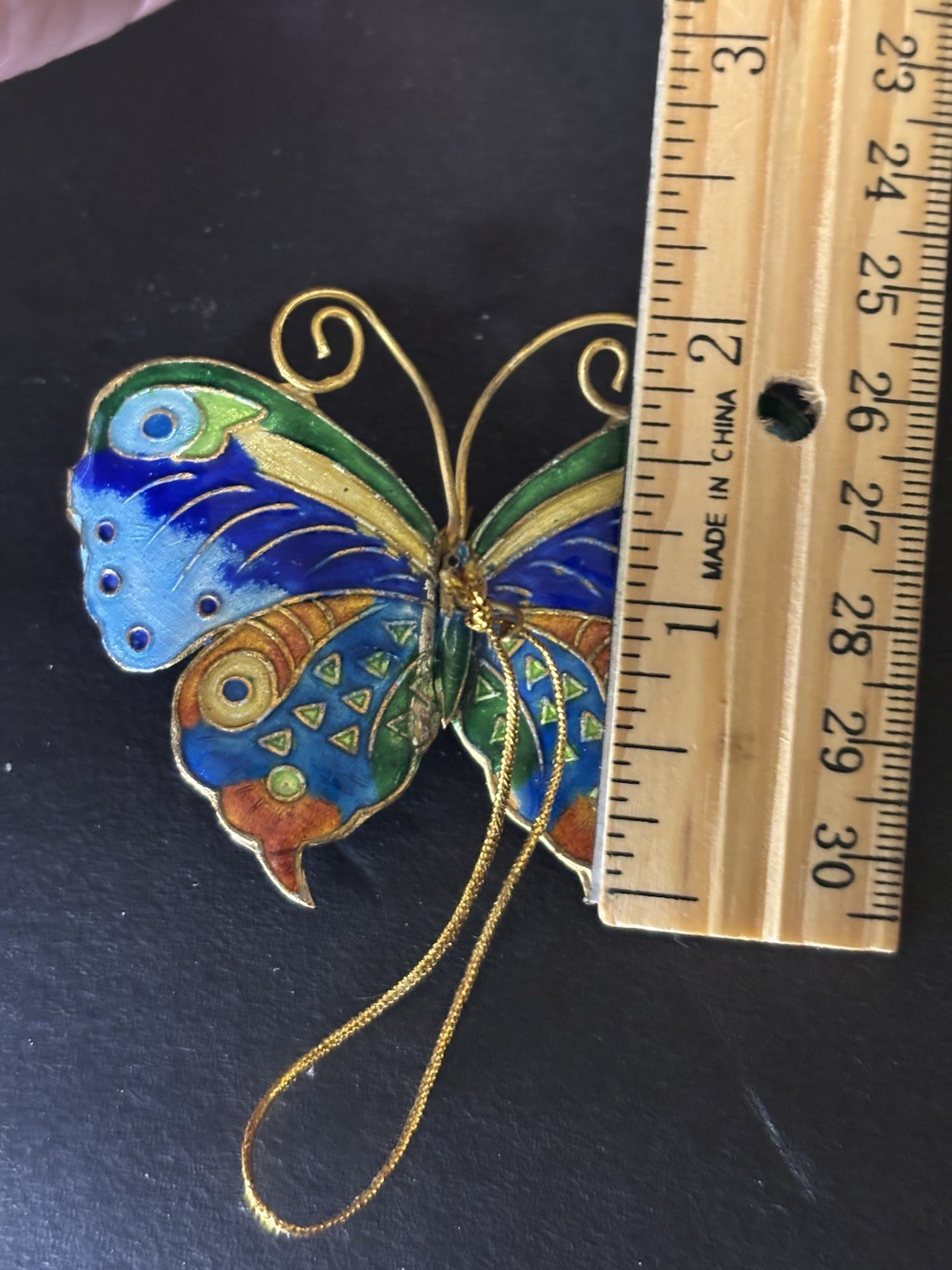 Vintage Cloisonné Enamel Metal Butterfly Ornament Decor