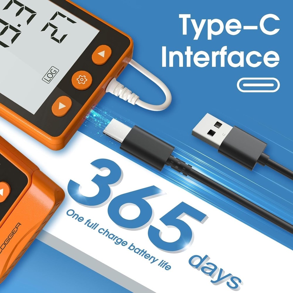 Temperature Data Logger with External Probe, High Accuracy Thermometer Hygromete