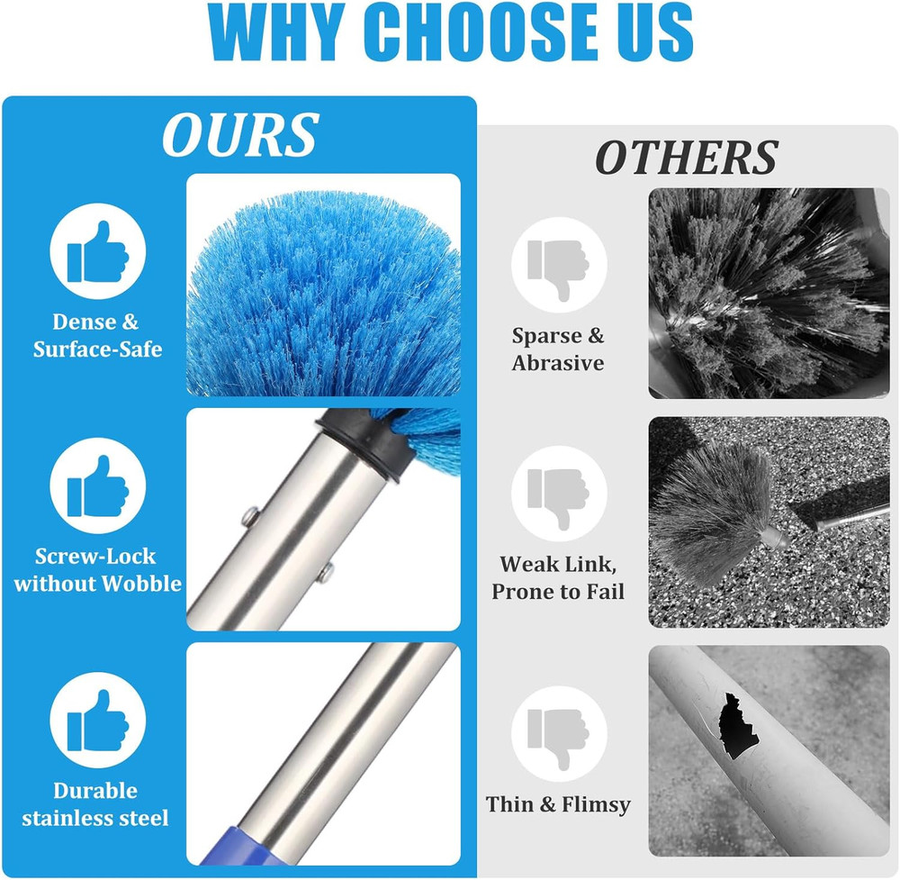 Duster, Cobweb Duster with Extension Pole, Medium Stiff Bristles Cobweb Duster H