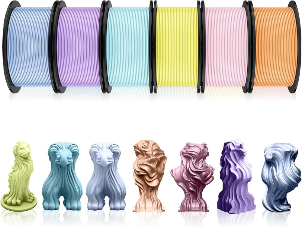 3D Printer Filament PLA Bundle 1.75mm Multicolor Matte or Silk Finish, Dimens...