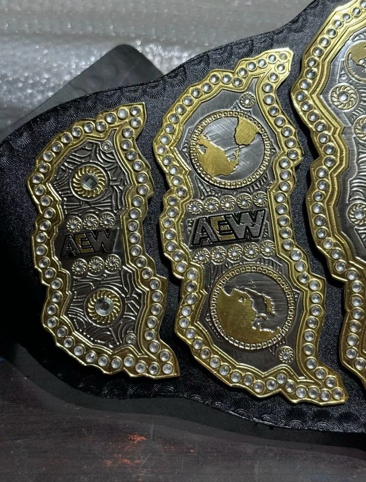AEW World Championship Replica Wrestling Belt Metal Plates Adult Size Title NEW.