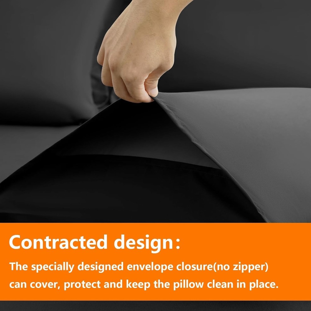 Luxurious 7-Piece Full Size Comforter Set, Dark Grey Bedding