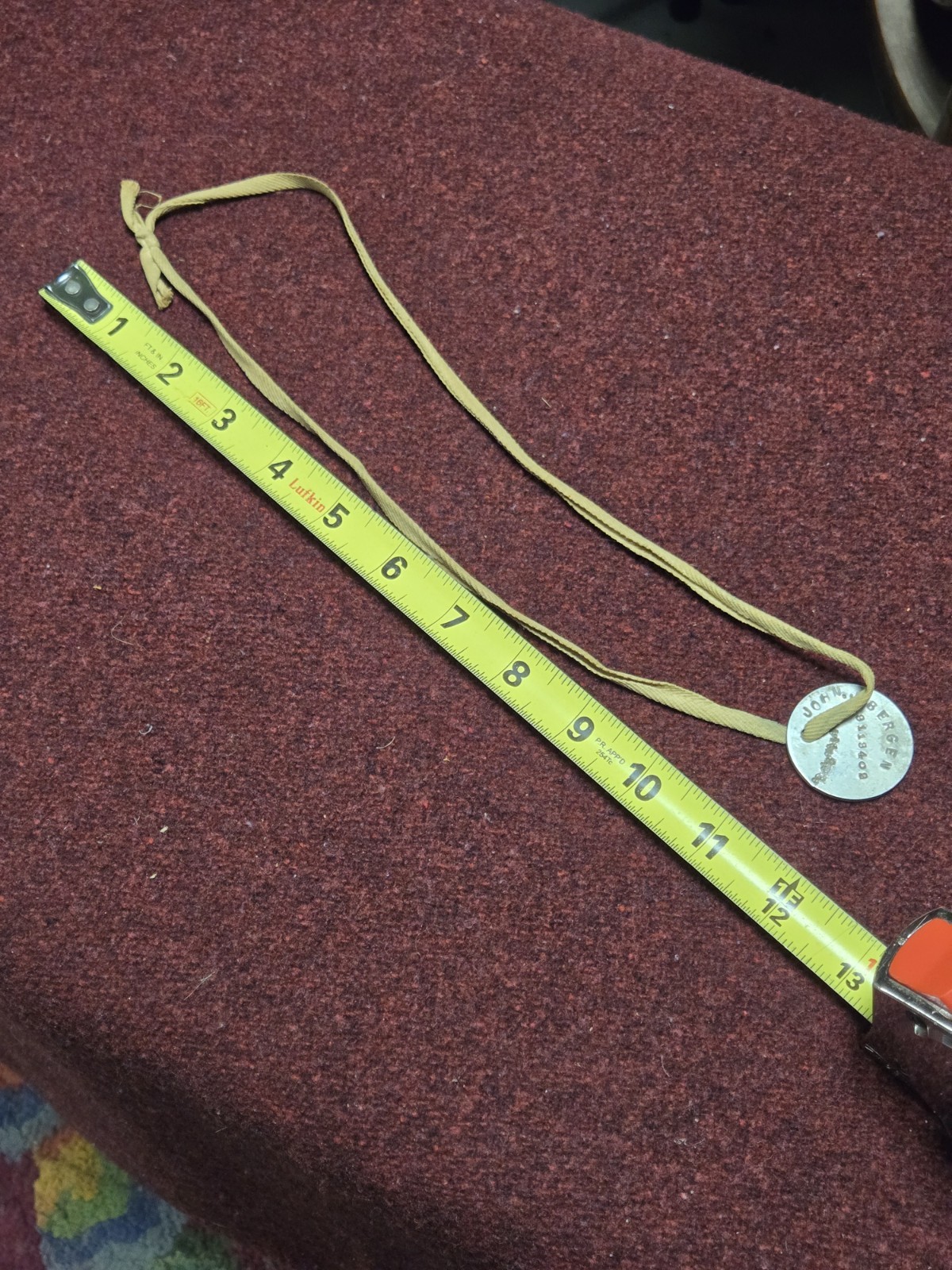 Important Old Rare John J Bergen Pottsville PA WWI WWII US Soldier ID dog tag