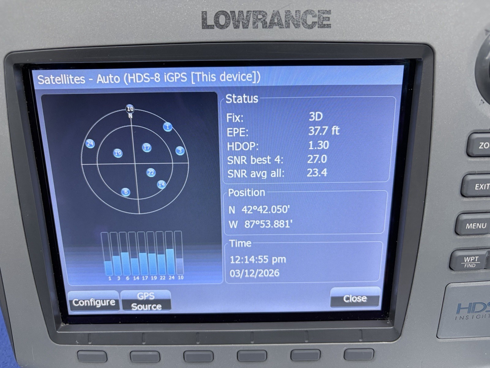 Lowrance HDS 8 Gen 1 Insight USA GPS Chartplotter Fish Finder Display W/ Mount