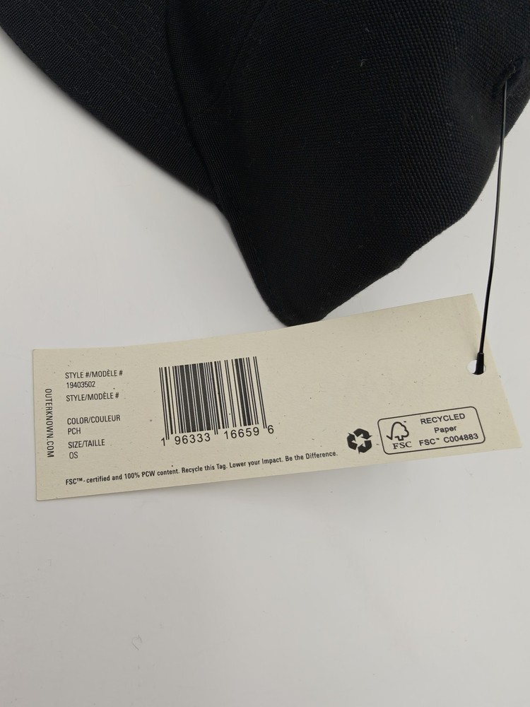 Outerknown Hat Cap Strap Back Mens One Size Black Recycled Polyester Baseball