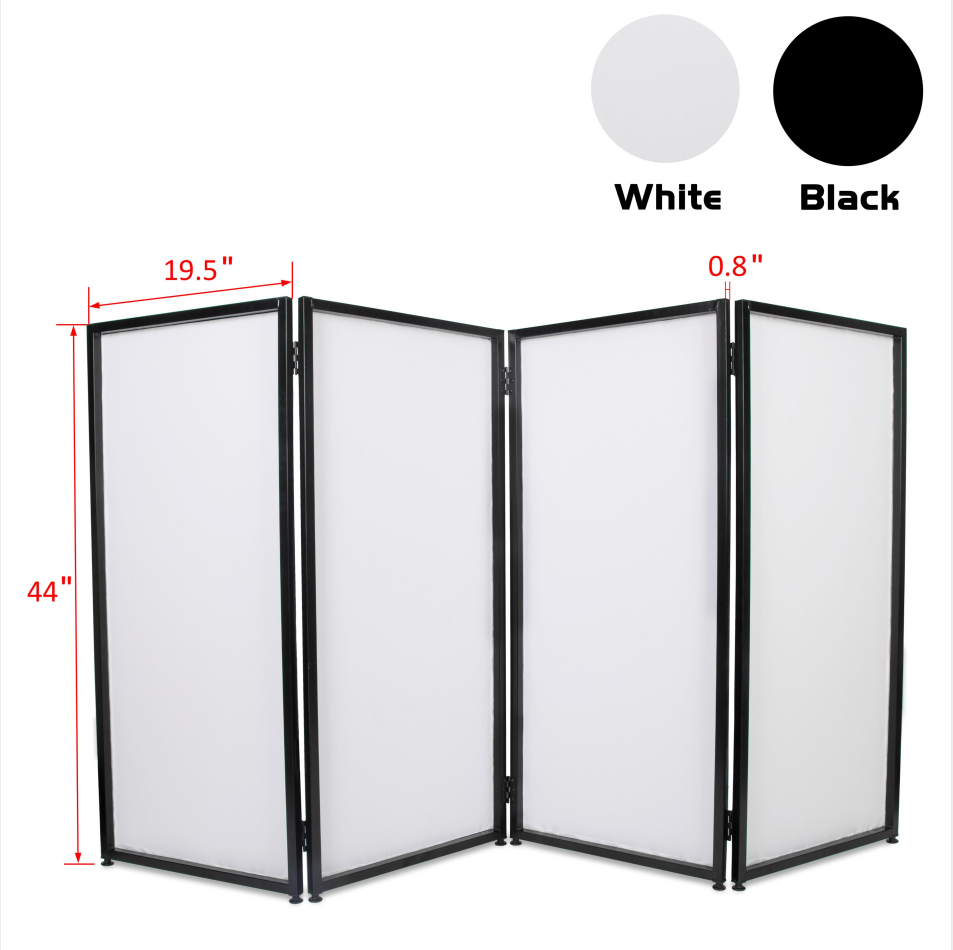 DJ Foldable Facade Portable Event Metal Frame Booth Panels Black+White Carry Bag