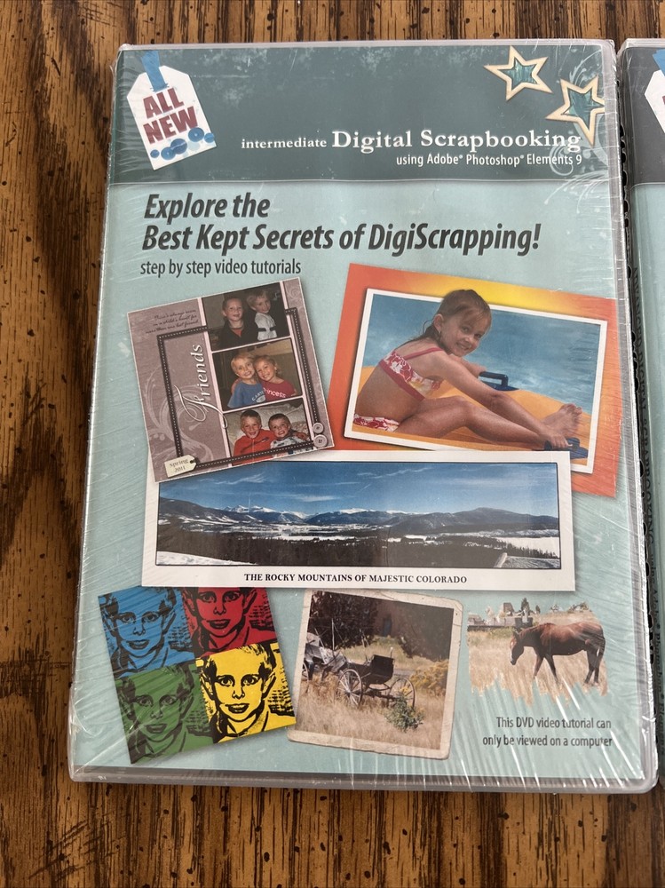 Digital Scrapbooking DVDs Introduction, Intermediate, Advanced Using Elements 9