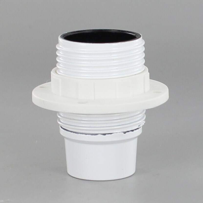 WHITE CANDELABRA BASE PHENOLIC SOCKET WITH THREADED OUTER SHELL AND RING SO300WG