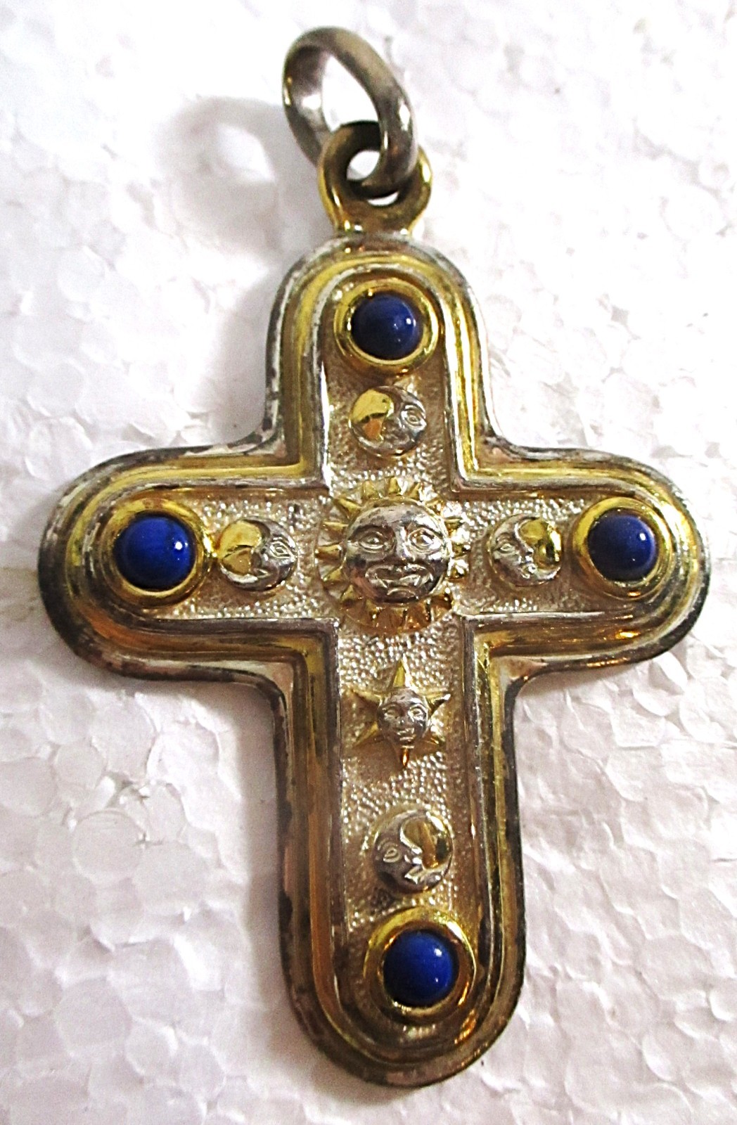 SERGIO BUSTAMONTE STERLING CROSS, BLUE STONES, SUN & IMAGES, PREOWNED