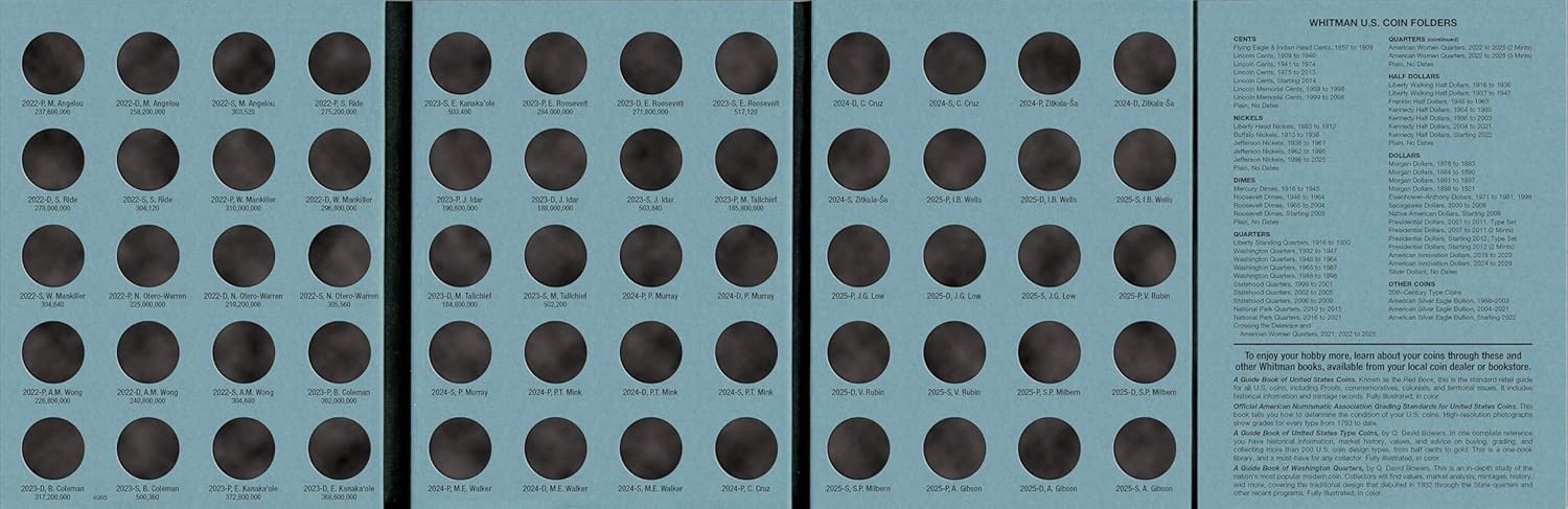 Whitman American Women Quarters Coin P - D - S Folder 2022-2025 Album Book