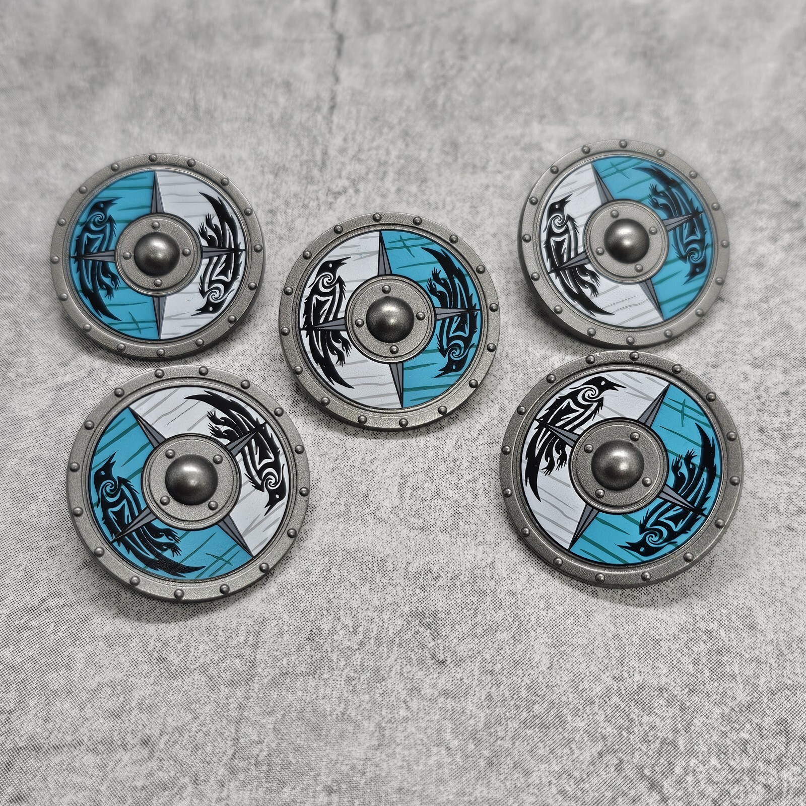 5pack Round Raven Shield White Black Blocks Accessory for Minifigures ga5cs46