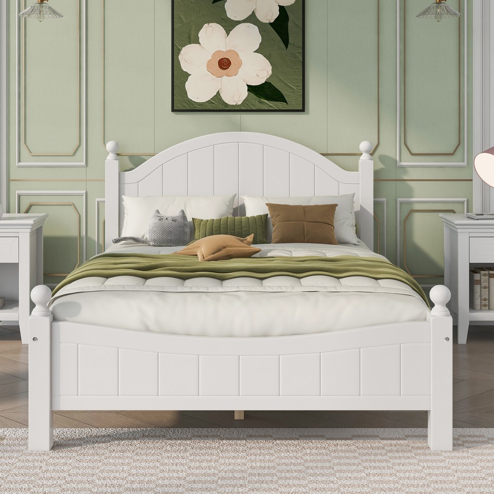 Full/Queen/King Size Platform Bed Solid Wood Bed Frames w/ Headboard & Footboard