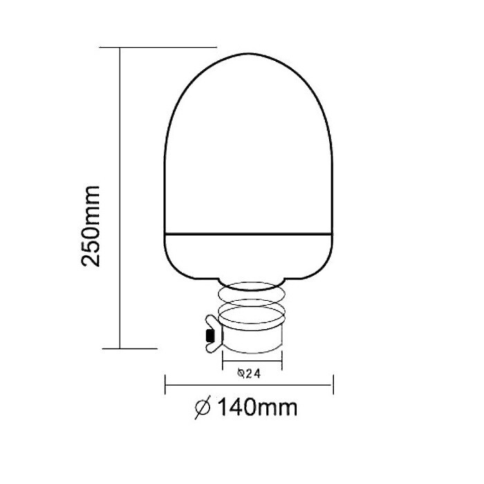 Rotating Flash Amber Beacon + Stem Flexible DIN Pole Mount Tractor Warning Light