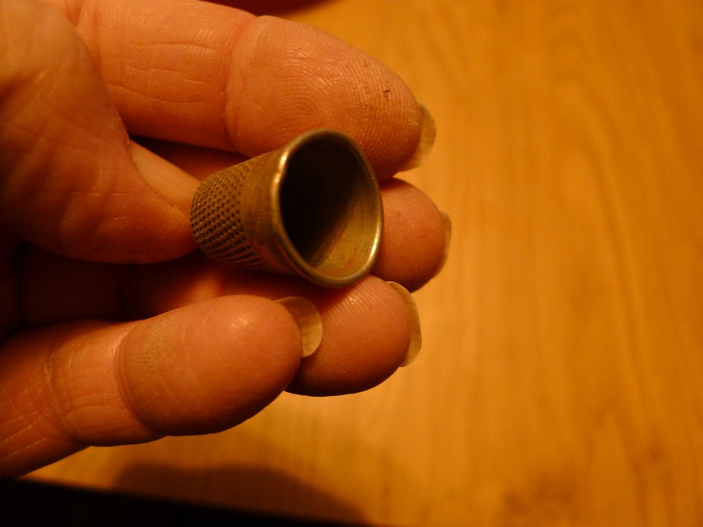 Silvered Finger Thimble.. .. Size 7... Used Condition