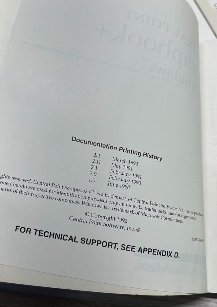 Scrapbook+ Version 2.2 Floppy Disk Software Instructions 1992 Central Point
