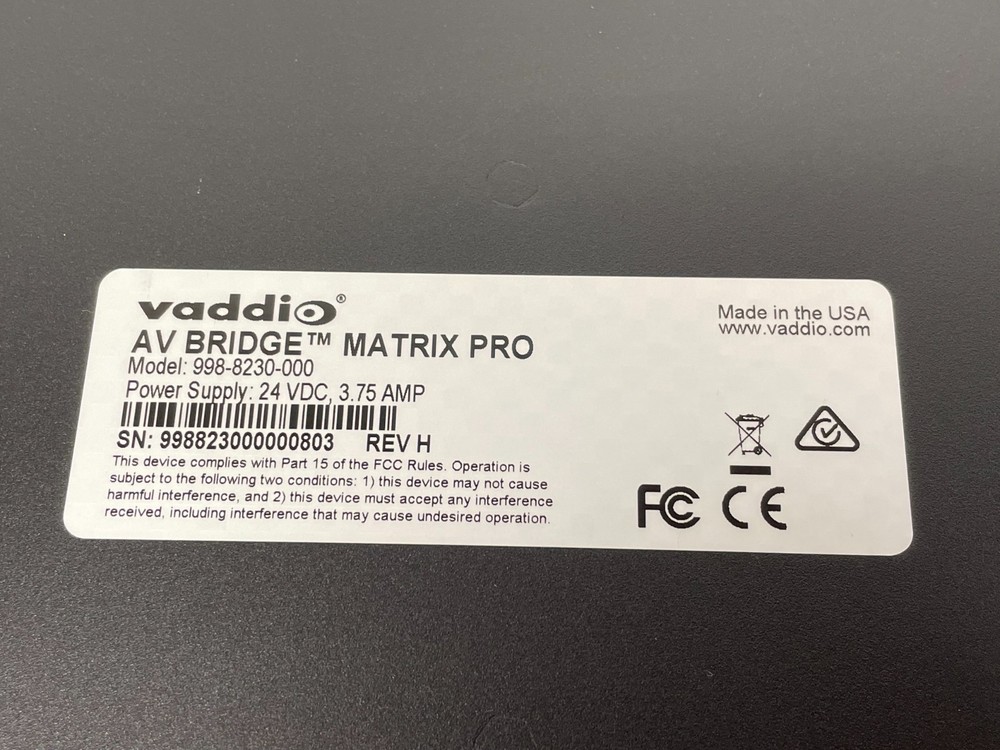Vaddio AV Bridge Matrix PRO Audio Video Encoder 998-8230-000