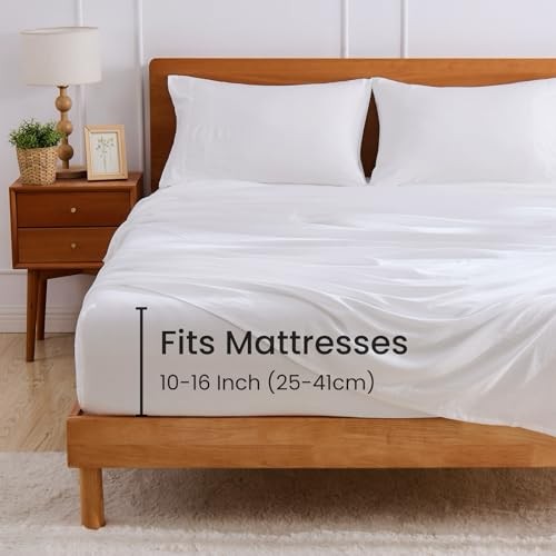 5 Pcs Sheets Set for Adjustable Bed with Elastic Corner Split King 01- White