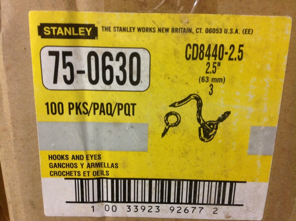 100 Stanley storm door Hook Eye Solid Brass Latching Doors Gates 75-0630 2 1/2