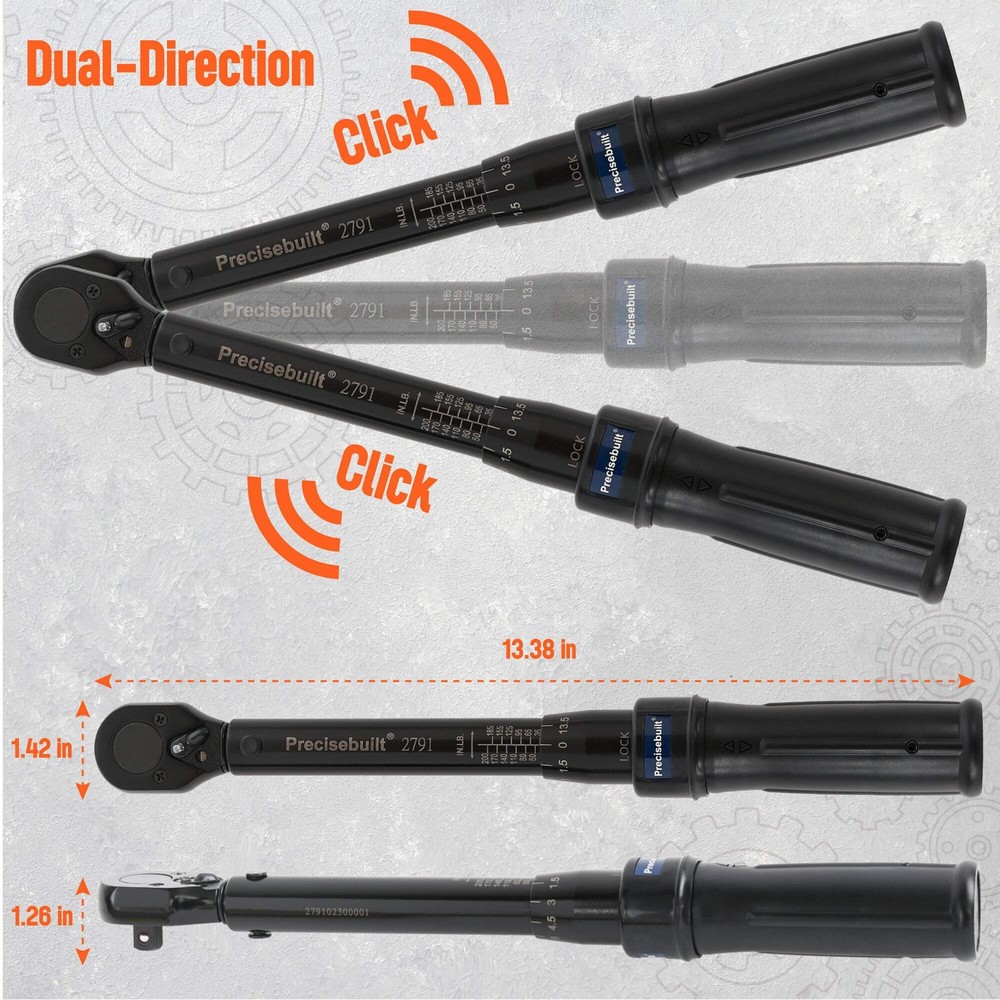 Precisebuilt 3/8" Drive 35-200 in-lb Click Tech Torque Wrench