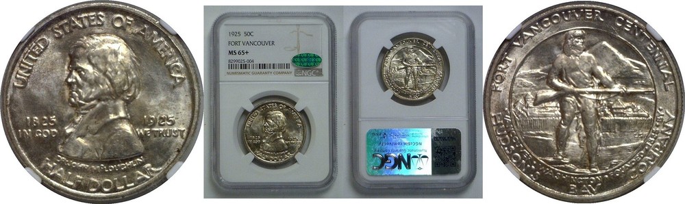 1925 Ft. Vancouver  Commemorative Half Dollar   NGC MS-65+  CAC