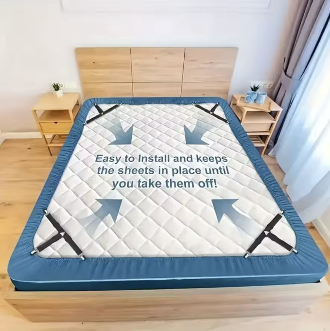 4 Pcs Adjustable Triangle Fitted Straps Fasteners Holders Garters for Bed Sheets