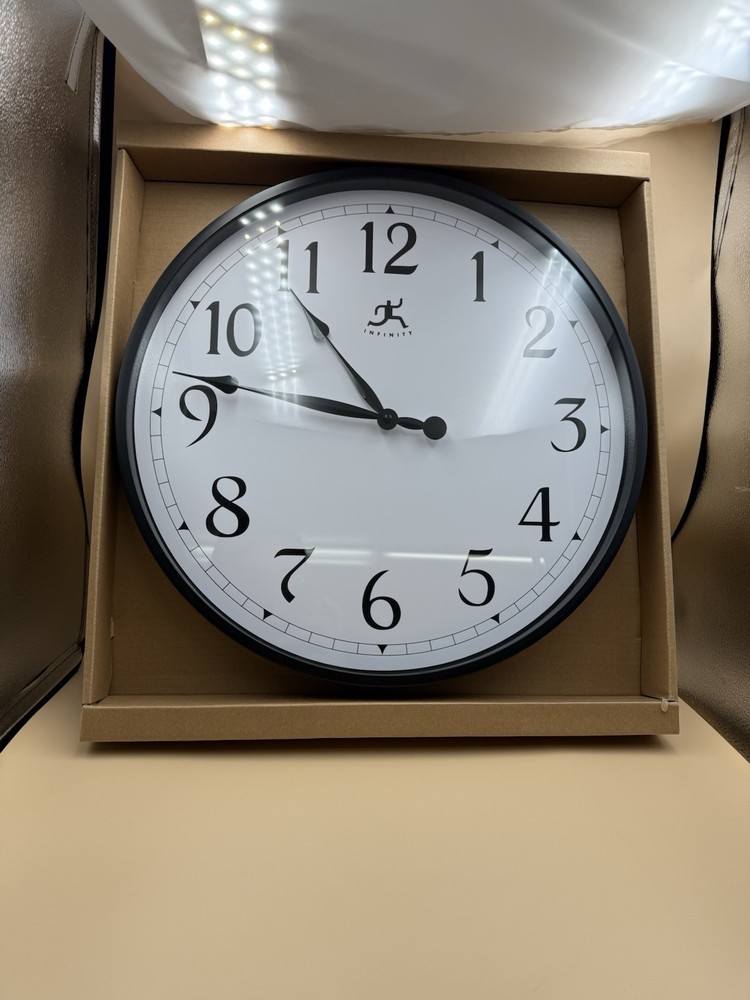 18" Silent Movement Wall Clock Black - Infinity Instruments