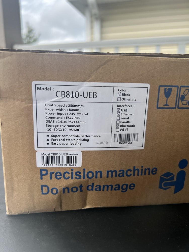 Bluetooth Thermal Receipt Printer No Cables Xiamen CB810-UEB