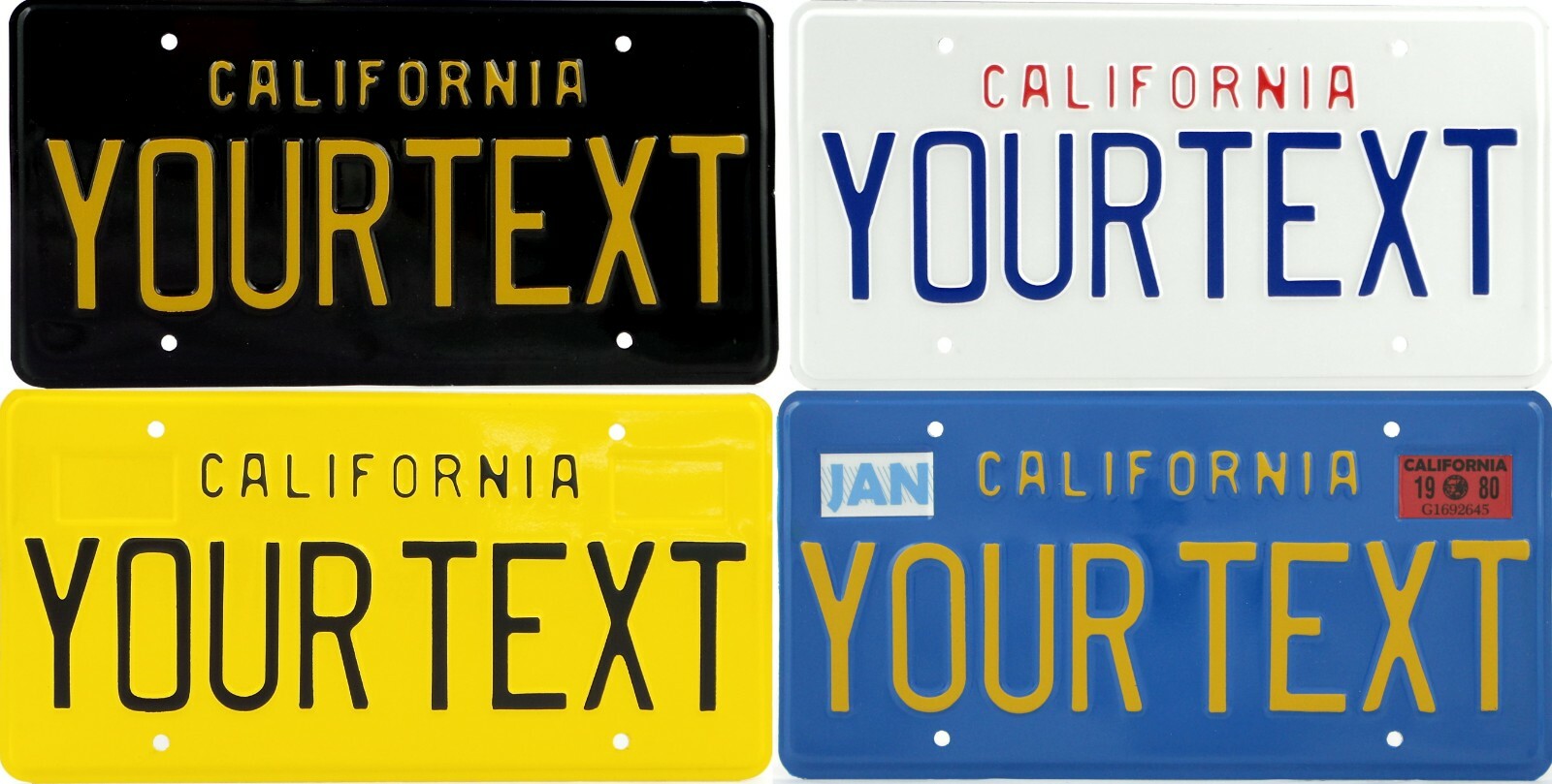 Retro Vintage California US License Plate USA Alu Embossed Custom Date Sticker