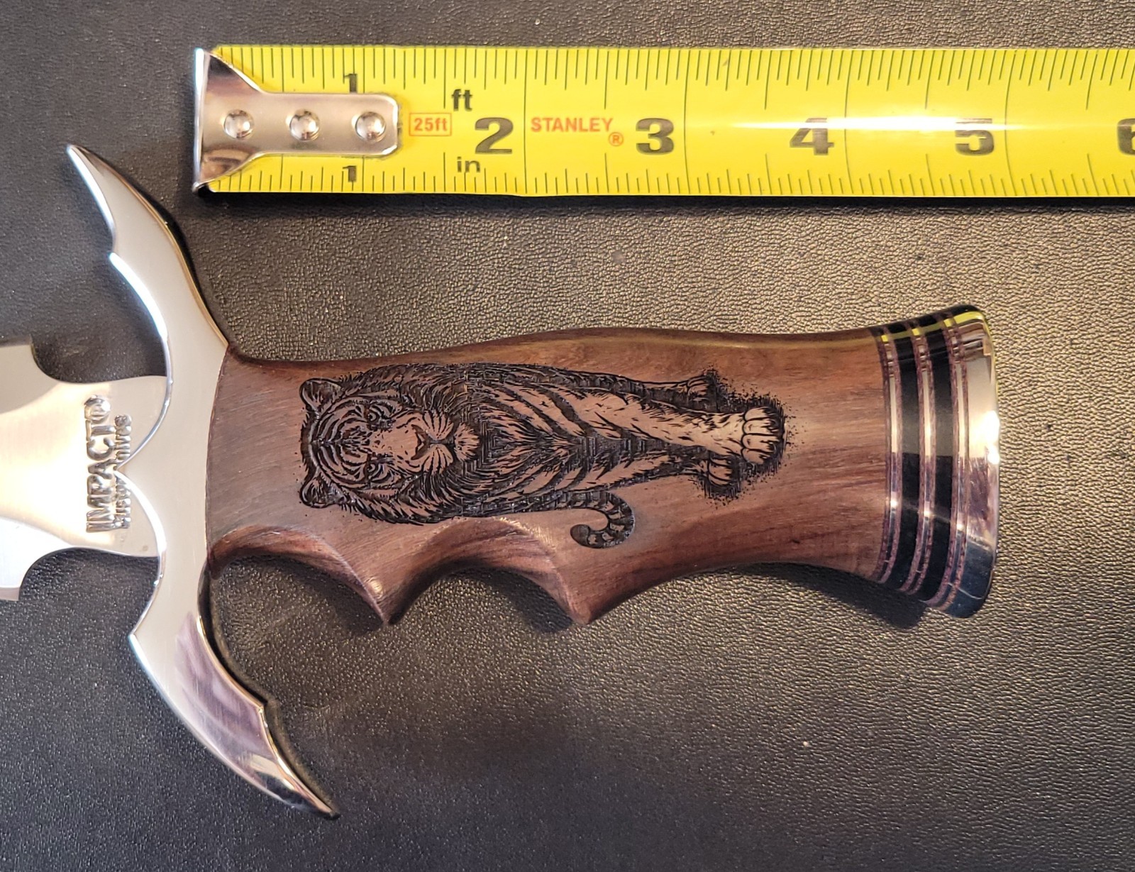 Impact Cutlery Custom D2 Steel Dagger Knife Engraved Rosewood Handle- 2402