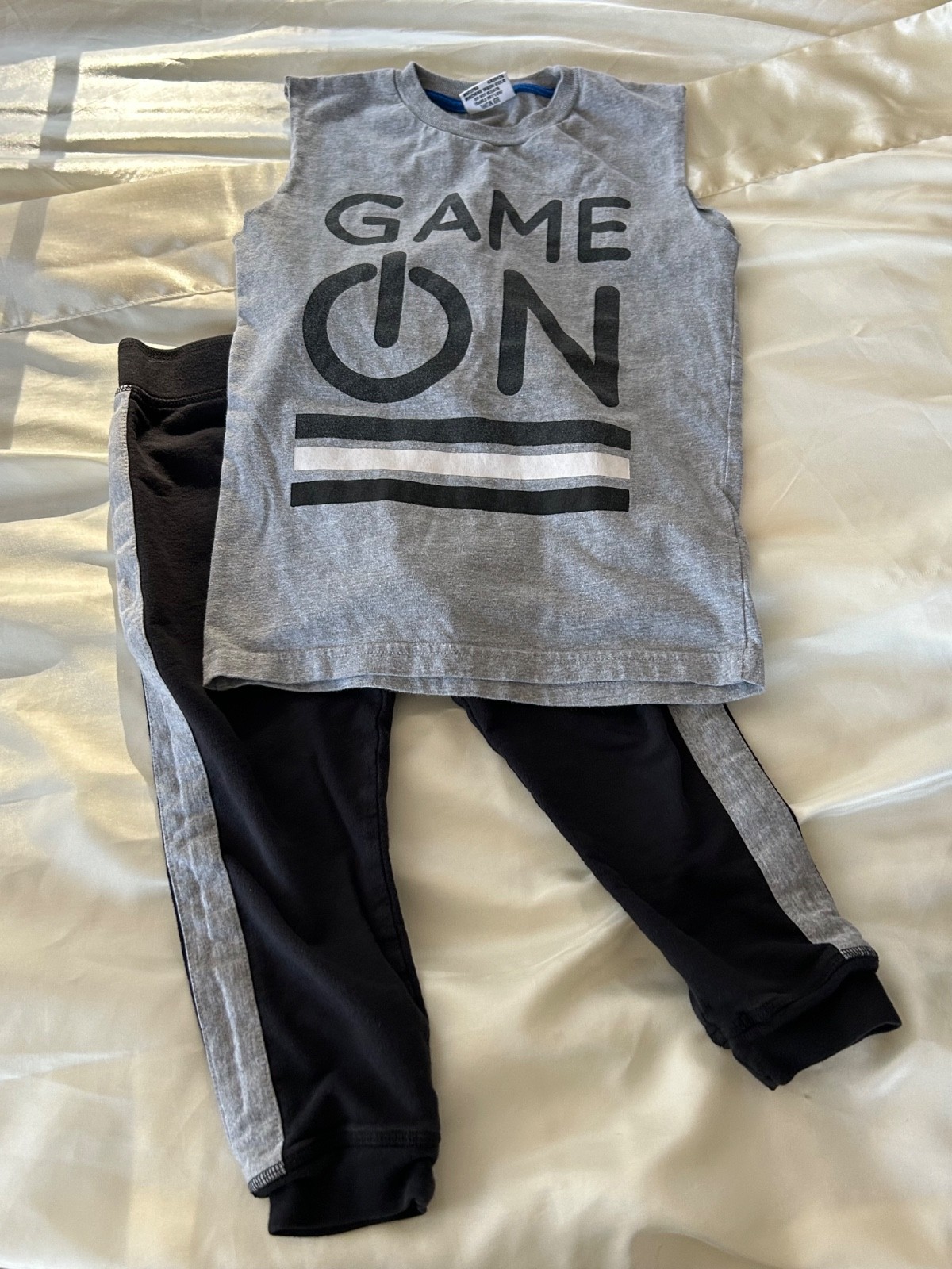 Mish Boys Tank Top Game On & Joggers Pants Outfit Gray Black Sz 5