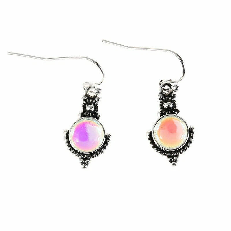 Rainbow Moonstone 925 sterling silver handmade Dangle Drop Earrings 2"