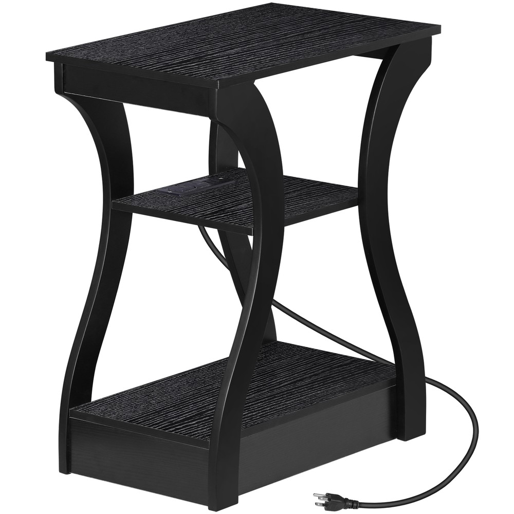 2PCS Side End Table 3-Tier Storage Shelves Sofa Table for Small Space w/ Outlet