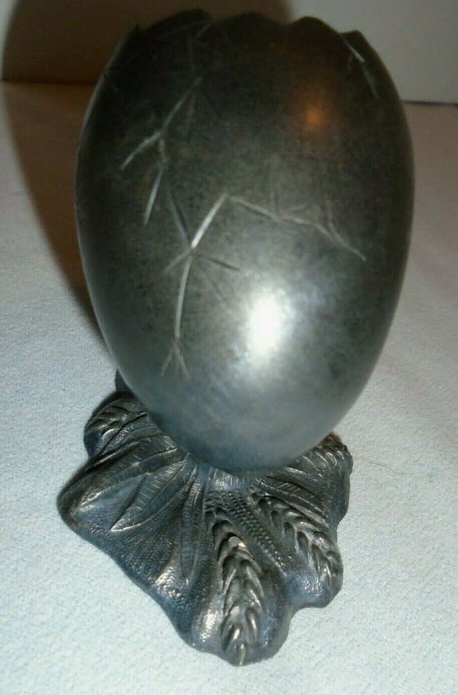 Egg Toothpick Holder Wheat Base Silver Plate 3"x2" Base, 2.5" Tall VTG FREE SHIP