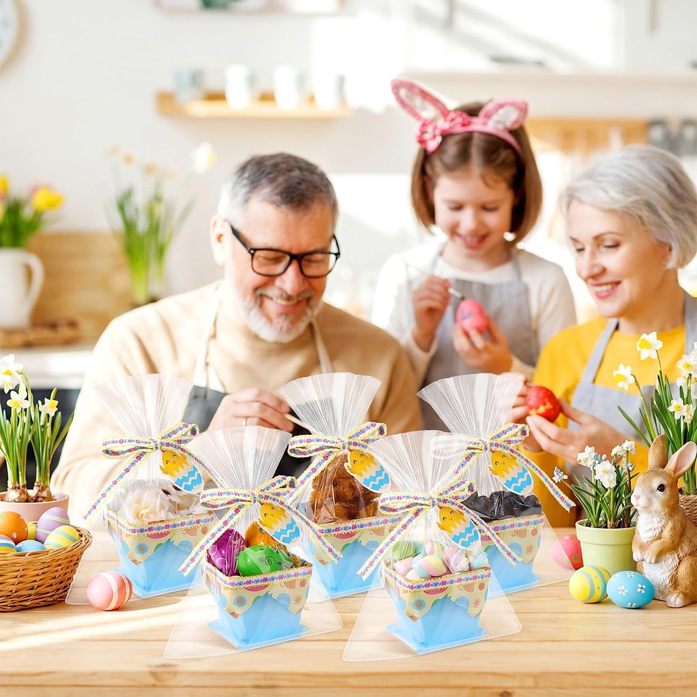 36 Set Plastic Easter Gift Baskets Empty Small Party Favor Boxes with Trays, ...