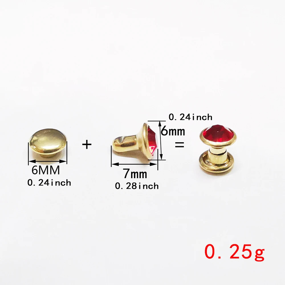 100 Sets 6MM Rhinestone Rivets Mixed Colors Crystal Rivets Studs Rapid Rivets