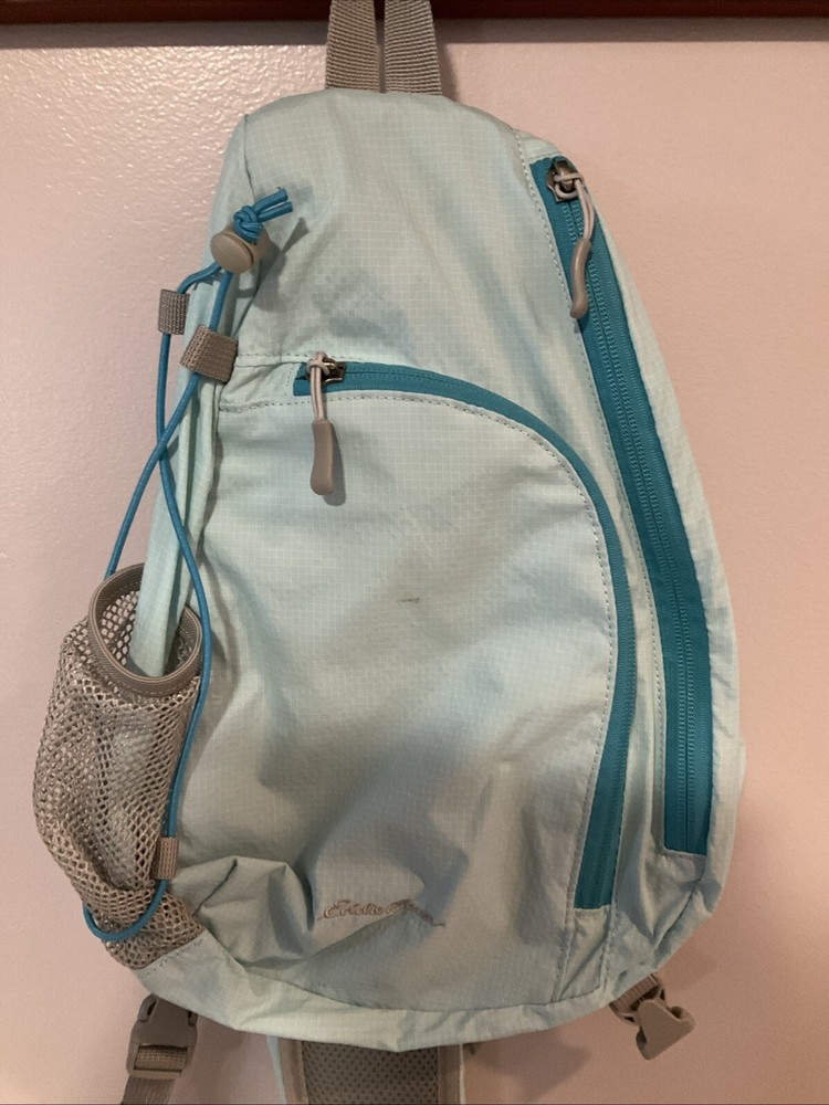Eddie Bauer Blue Sling Backpack, Adjustable Strap Multiple Pockets