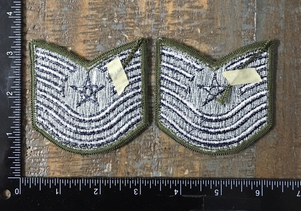Vintage US Air Force Technical Sergeant Rank Chevron Patch E-6 (Pair) Twill USAF